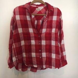 Red Gingham Long Sleeve Button Down