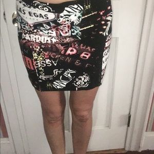 Graphic Print Mini Skirt O'Sport Jeans 27"W