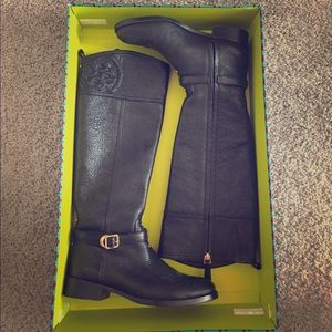 Tory Burch Black Leather Riding Boots
