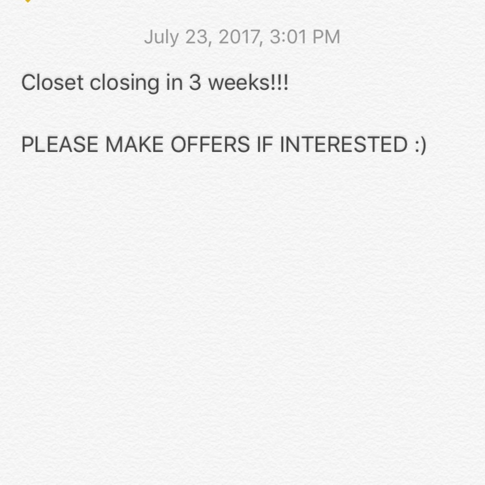 CLOSET CLOSING IN 3 WEEKS! MAKE OFFERS :)