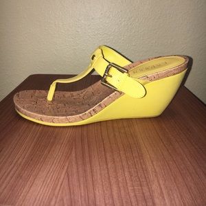 Ralph Lauren cobalt yellow wedged sandal