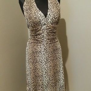 Rockabilly leopard print halter dress