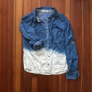 Life in Progress White Wash Denim Button Up