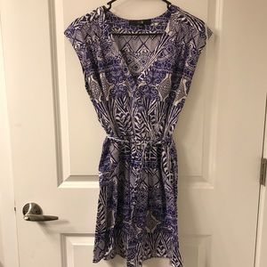 Blue and white patterned dress
