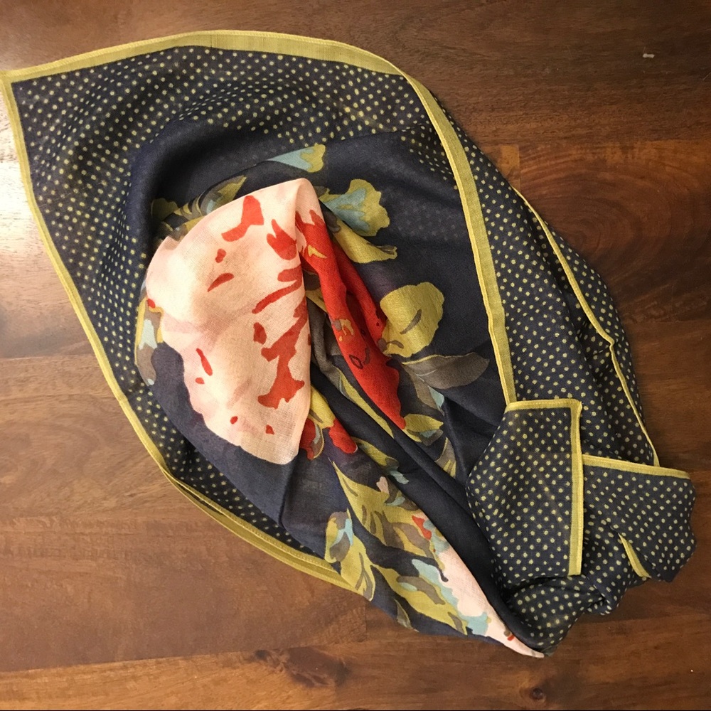 Madewell EUC Floral and Dot Square Scarf