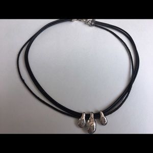 Ralph Lauren three strand leather & silver choker