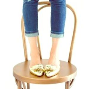 J Crew Gold Metallic d'Orsay Loafer Flats