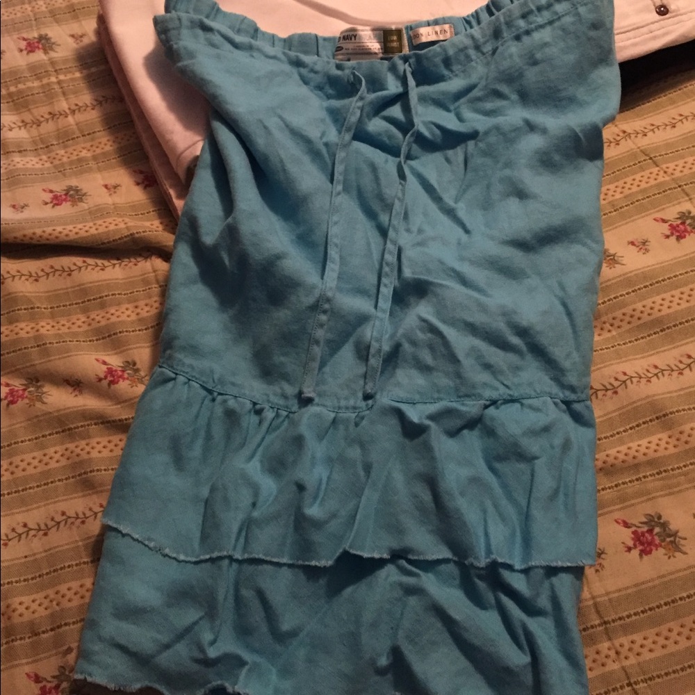 Linen teal skirt