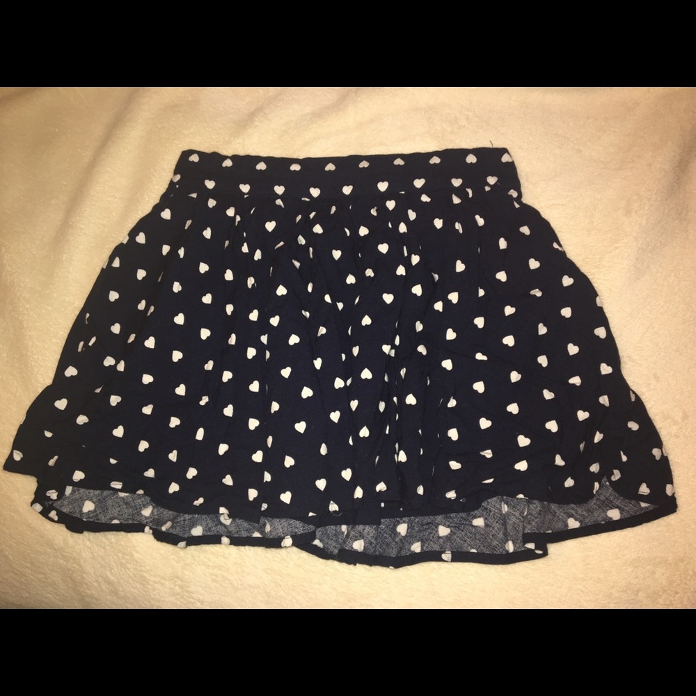 💙 Navy Skirt with White Heart Print