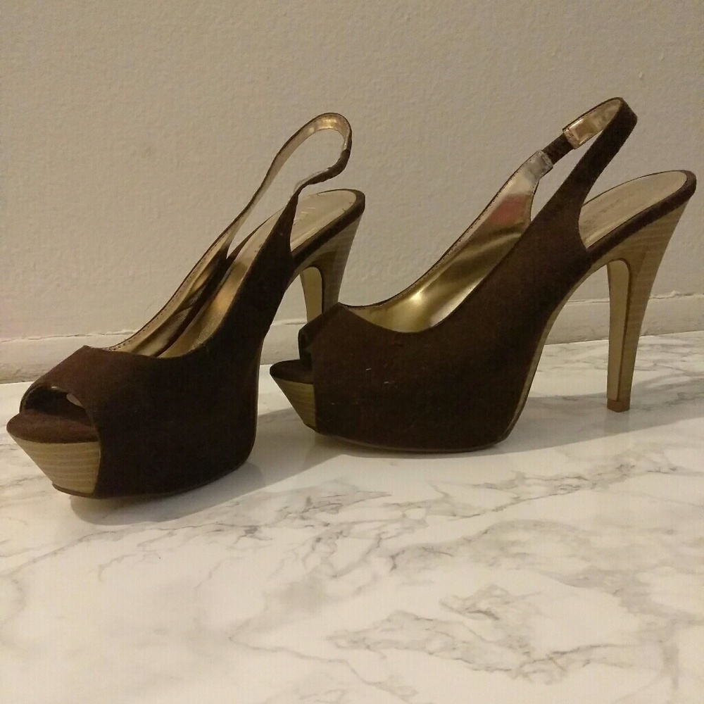 Slingback brown heels