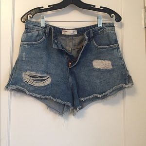 Zara high-waisted denim shorts