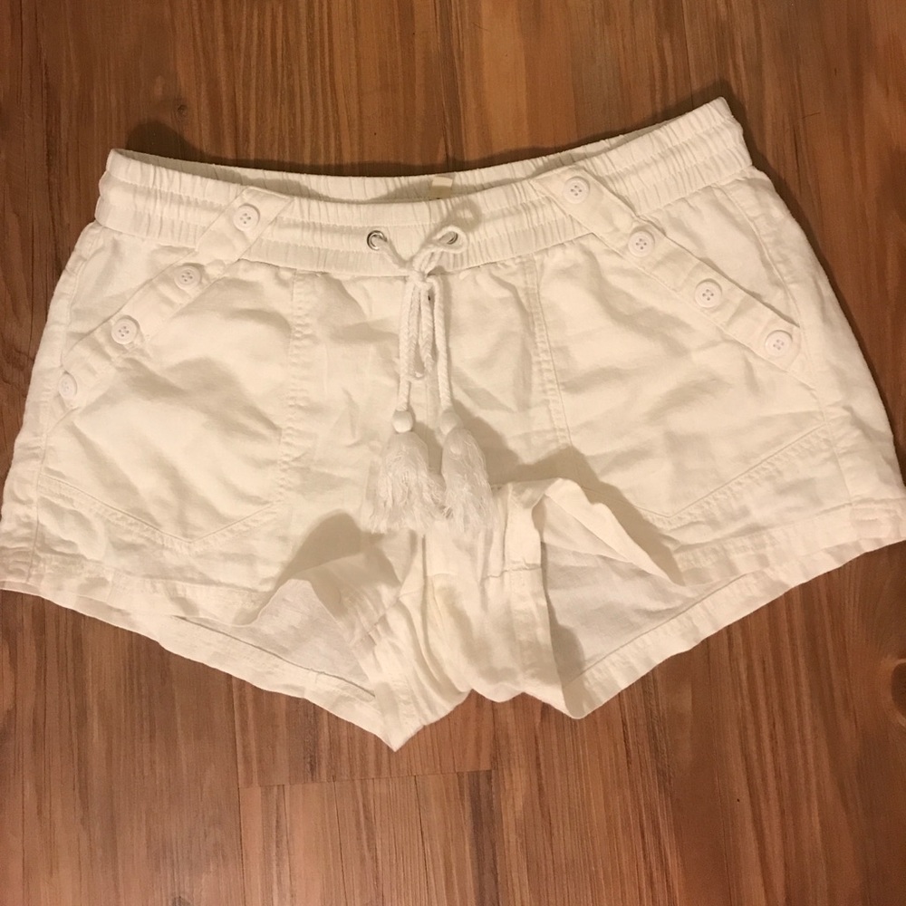 White linen shorts