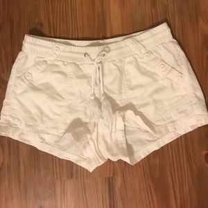 White linen shorts