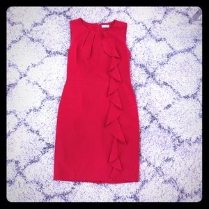 Calvin Klein Women's Red Ruffle Dress