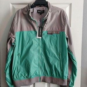 Members Only gray and seafoam wind breaker