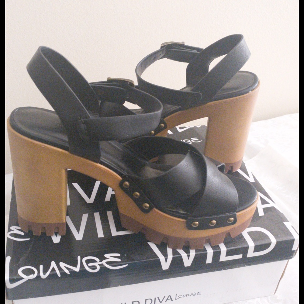 Black Platform Sandals (only worn ONCE)