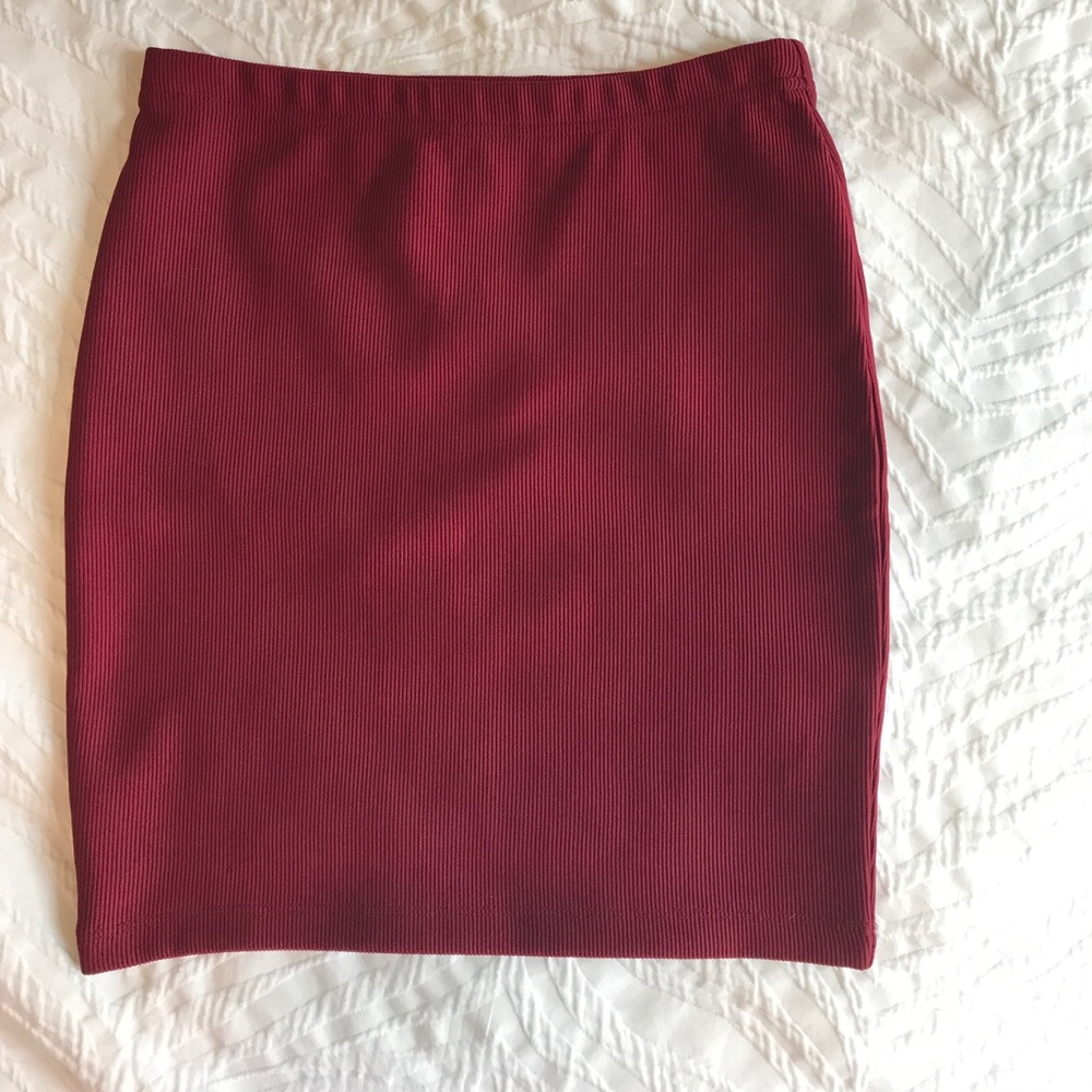 Dark red mini skirt