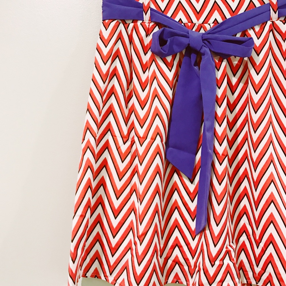 Every Red and Blue Chevron Belted Skirt. NWOT
