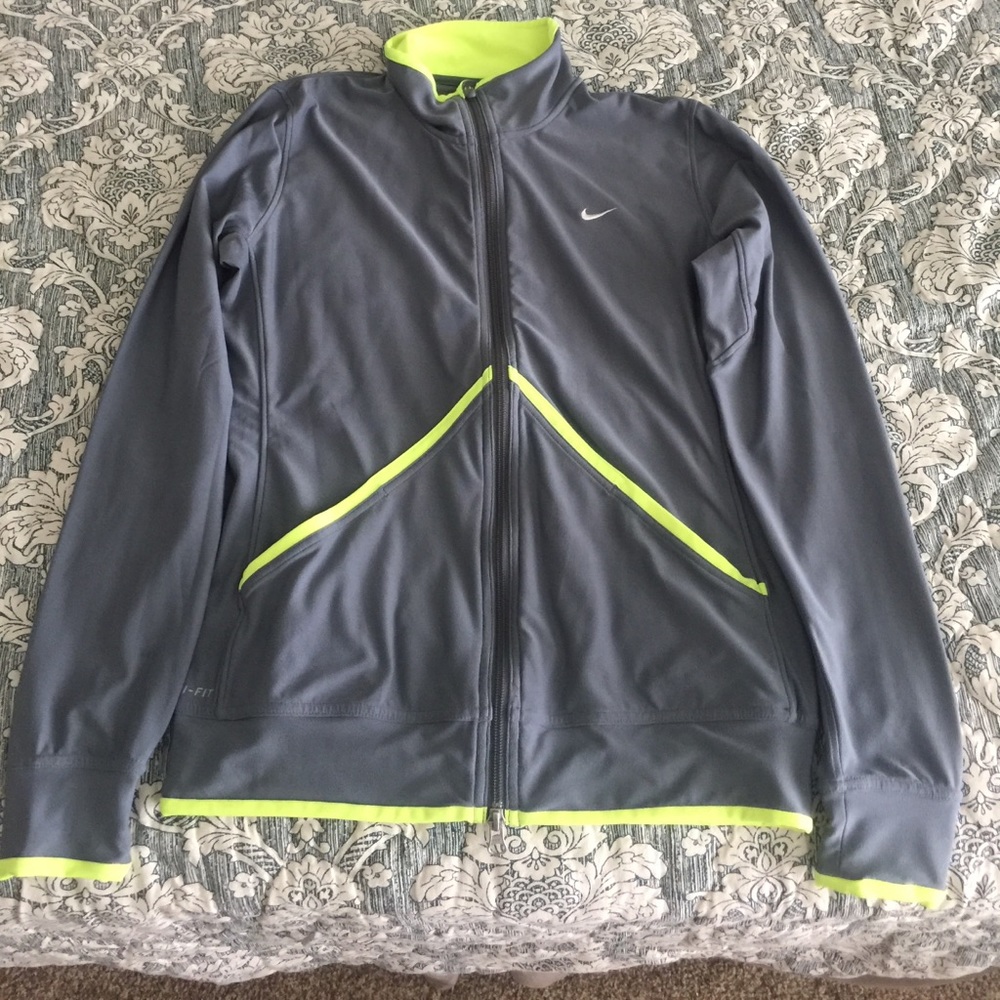 Nike Gray and neon yellow zip up