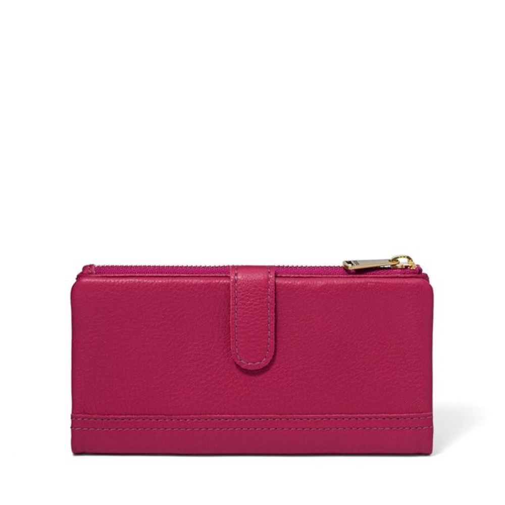 Fossil Erin Tab Leather Clutch - Raspberry