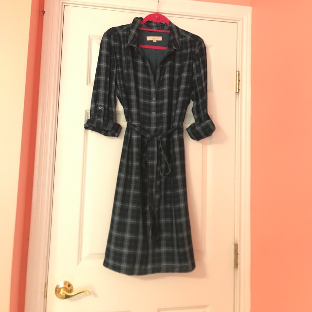 Loft plaid shirt dress
