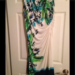 Ralph Lauren summer blue green & white dress Sz 16