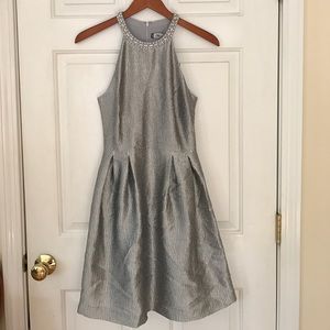 J Lopez Silver Halter Neck Dress
