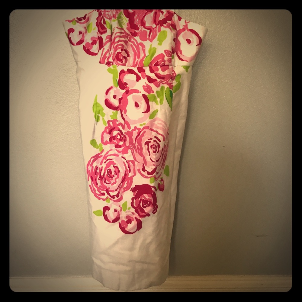Lilly Pulitzer white Strapless Dress w/ Roses