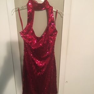 Red sequin short dress