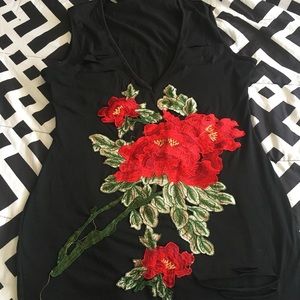 Black rose printed dress