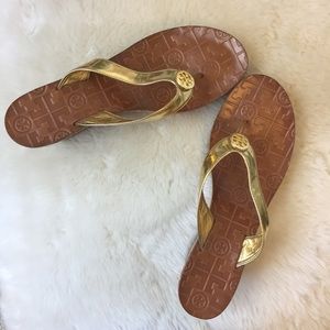 Tory Burch Gold Wedge Sandals
