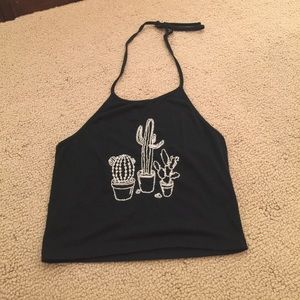 Brandy Melville embroidered cactus halter