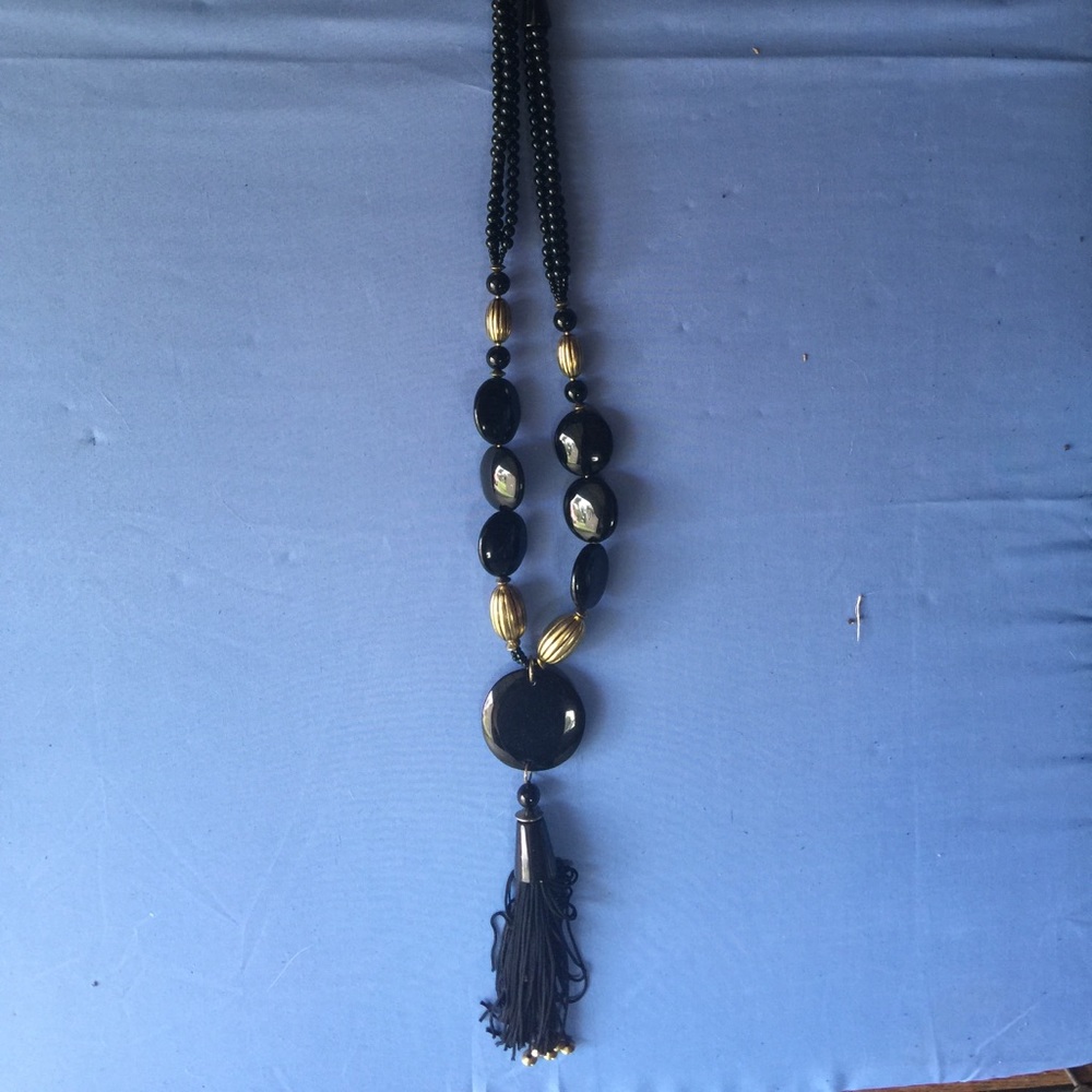 Chico's black tassel necklace