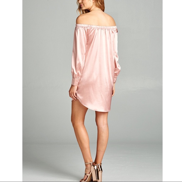 PAULINE Slick Off Shoulder Dress - L. PINK - Picture 2 of 3