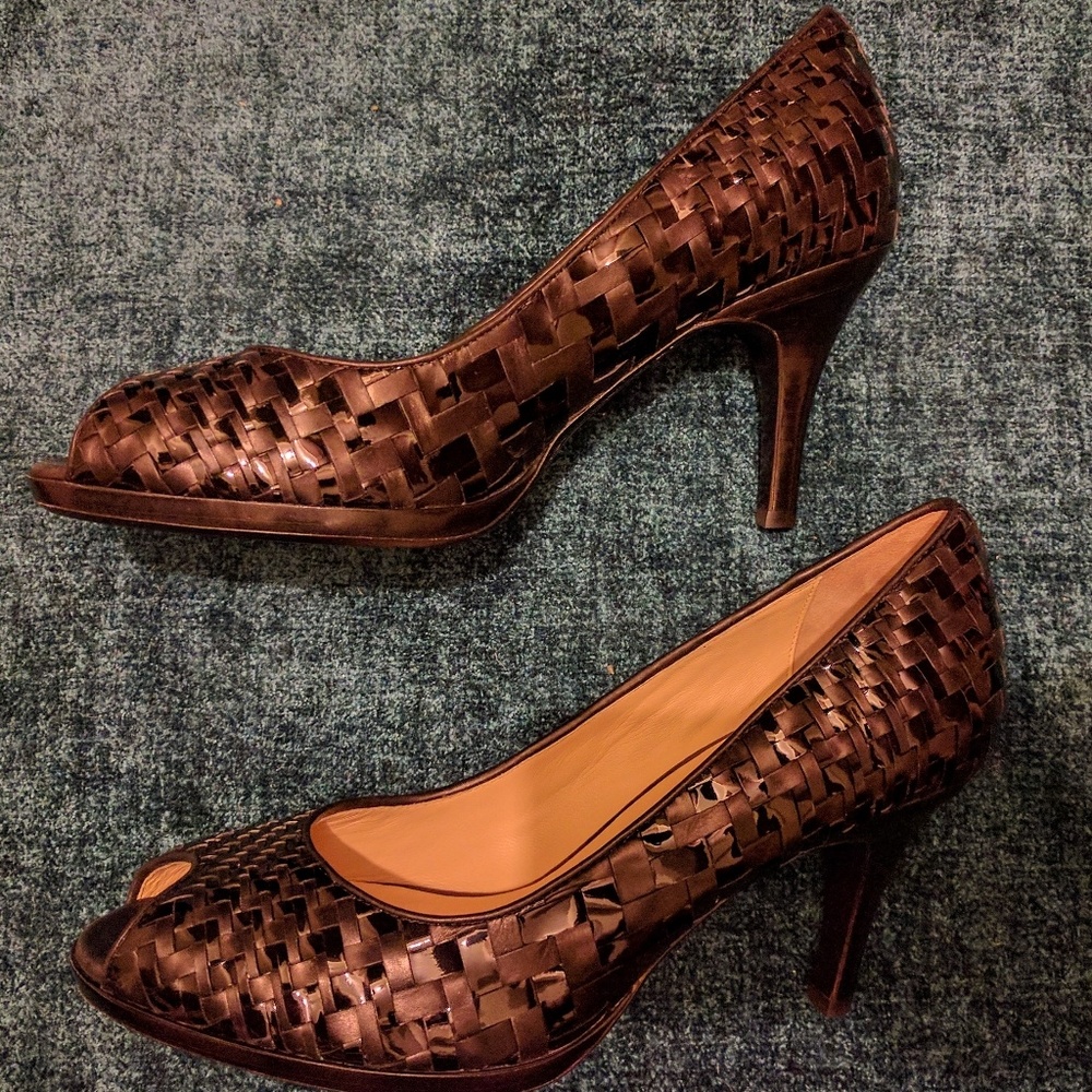 NWOT Black Cole Haan Geneveive Peep Toe Heels 11B