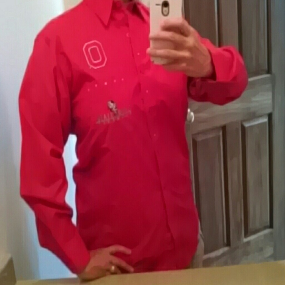 Ohio State scarlet collared blouse