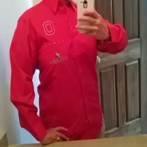 Ohio State scarlet collared blouse