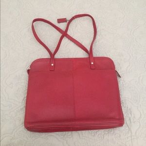 Red leather computer bag