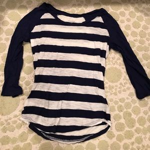 Navy Blue and White Striped Baseball Long Sleeve