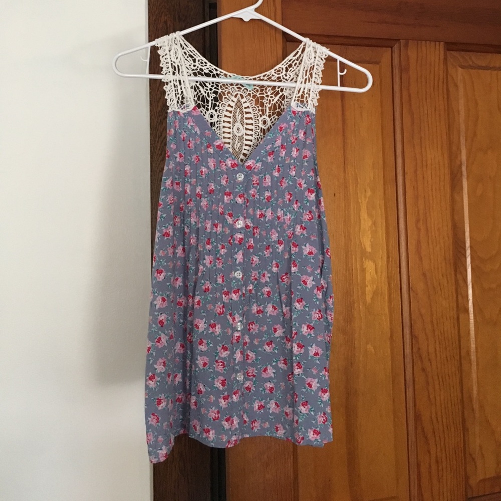 Maurice's flower and lace tank top