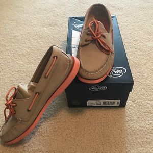 Sperry Topsider Stone and Coral Boat Shoe