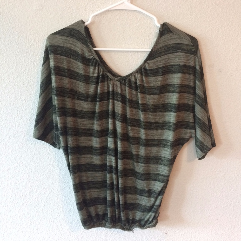 Kristin Nicole Striped Green Shirt