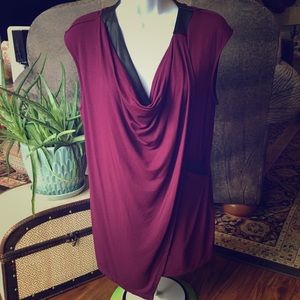 WHBM Top with faux leather detail - GORGEOUS!