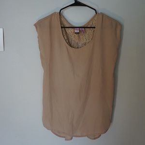 Tan Blouse with Lace Back