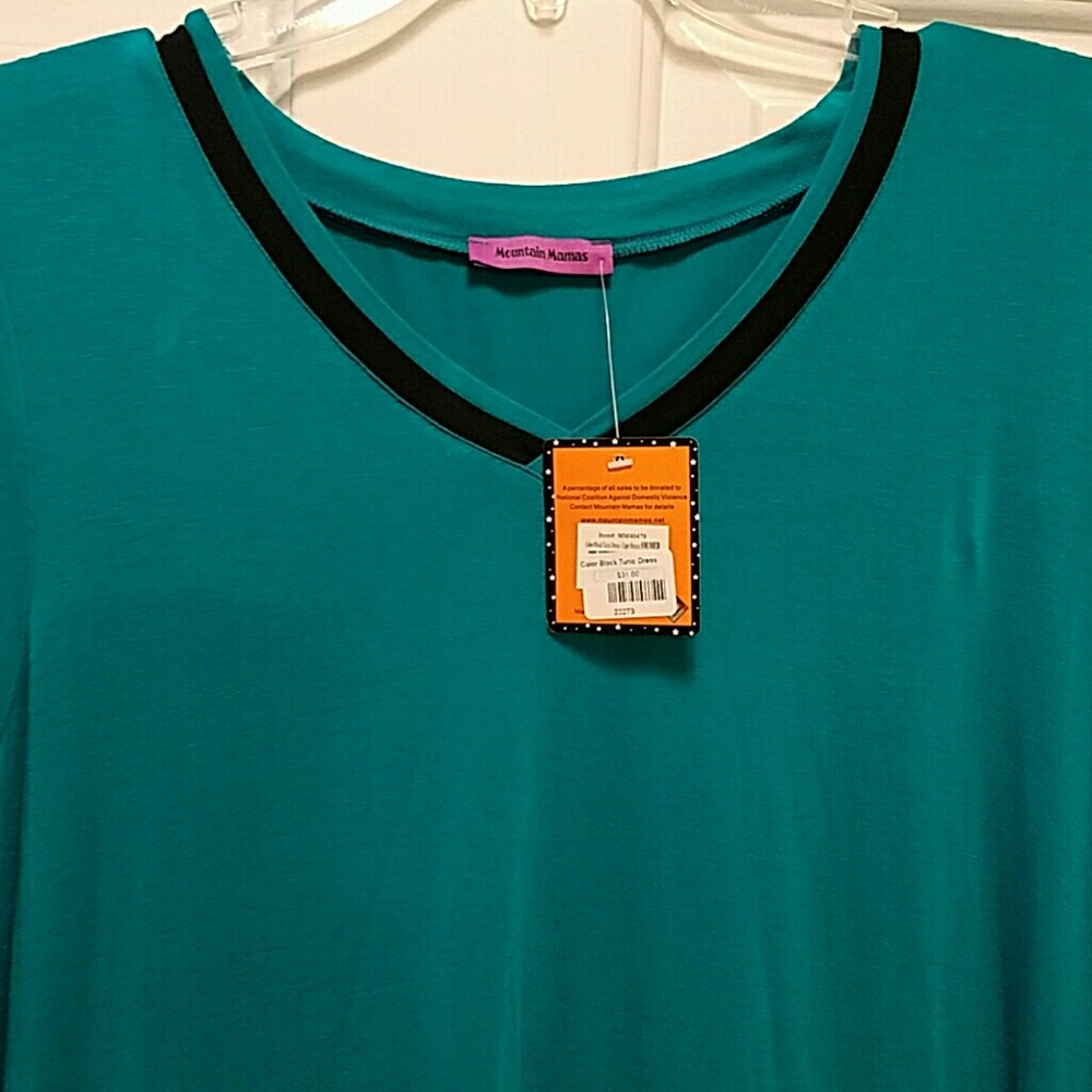 COMFORTABLE COTTON COLOR BLOCK DRESS - Picture 4 of 5
