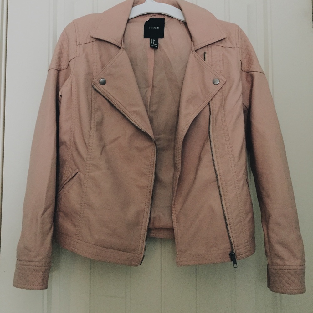 light pink faux leather jacket