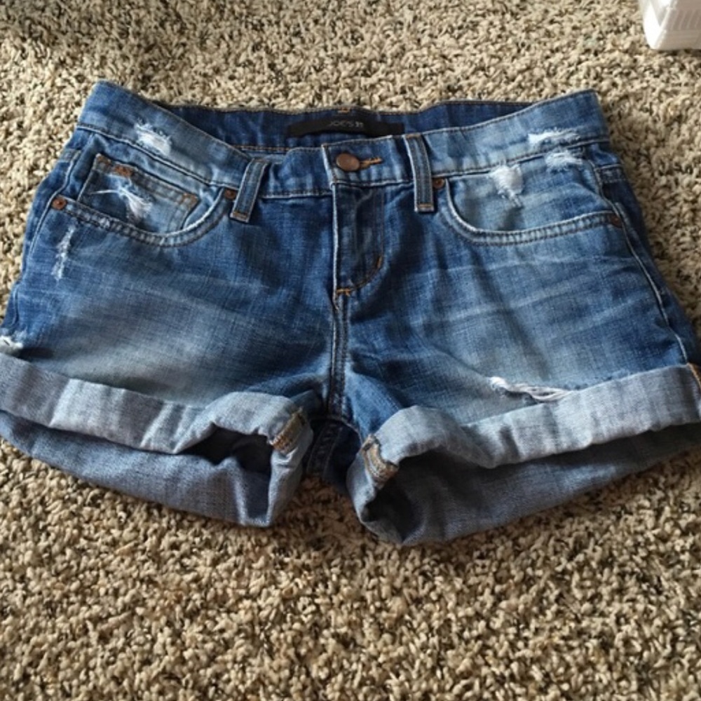 Joe's Jeans Rolled Cuff Distressed Denim Shorts