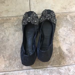 Tory Burch Eddie logo accented embellished flats