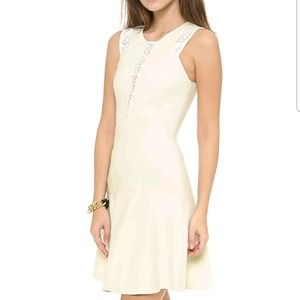 Rebecca Taylor Lace Ponte Dress in Ivory, Size 0