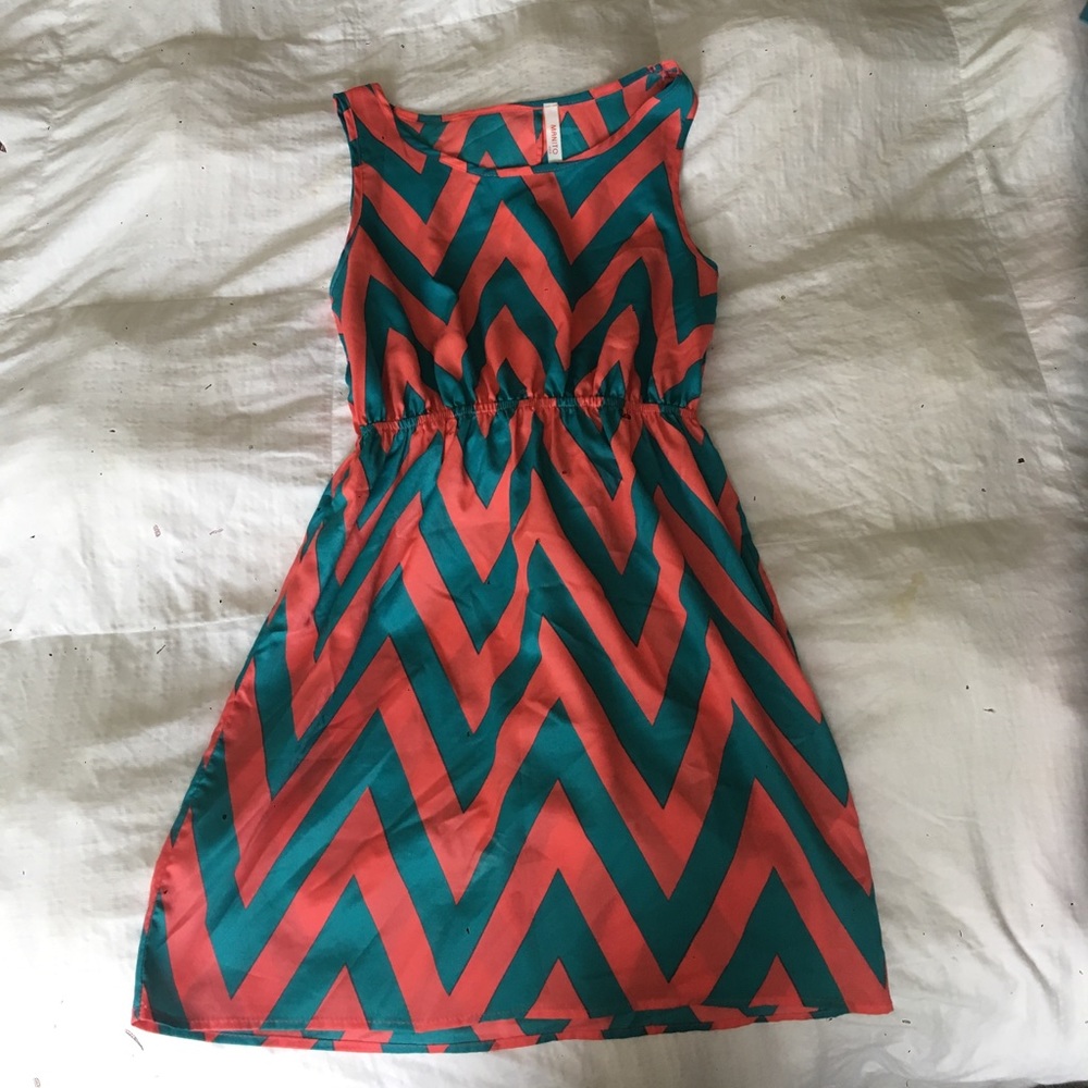 Pink chevron sun dress